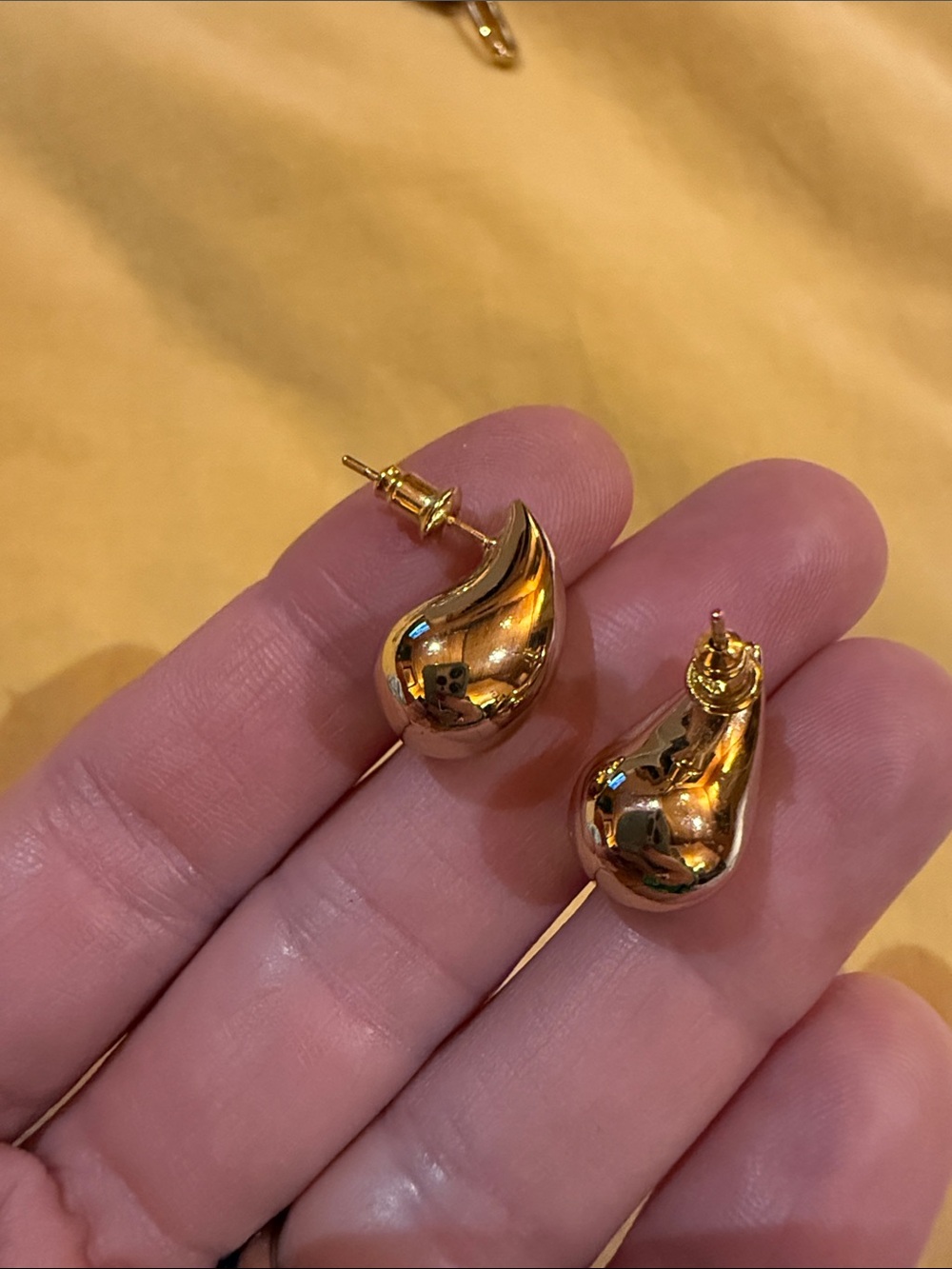 Gold Toned Teardrop Earrings